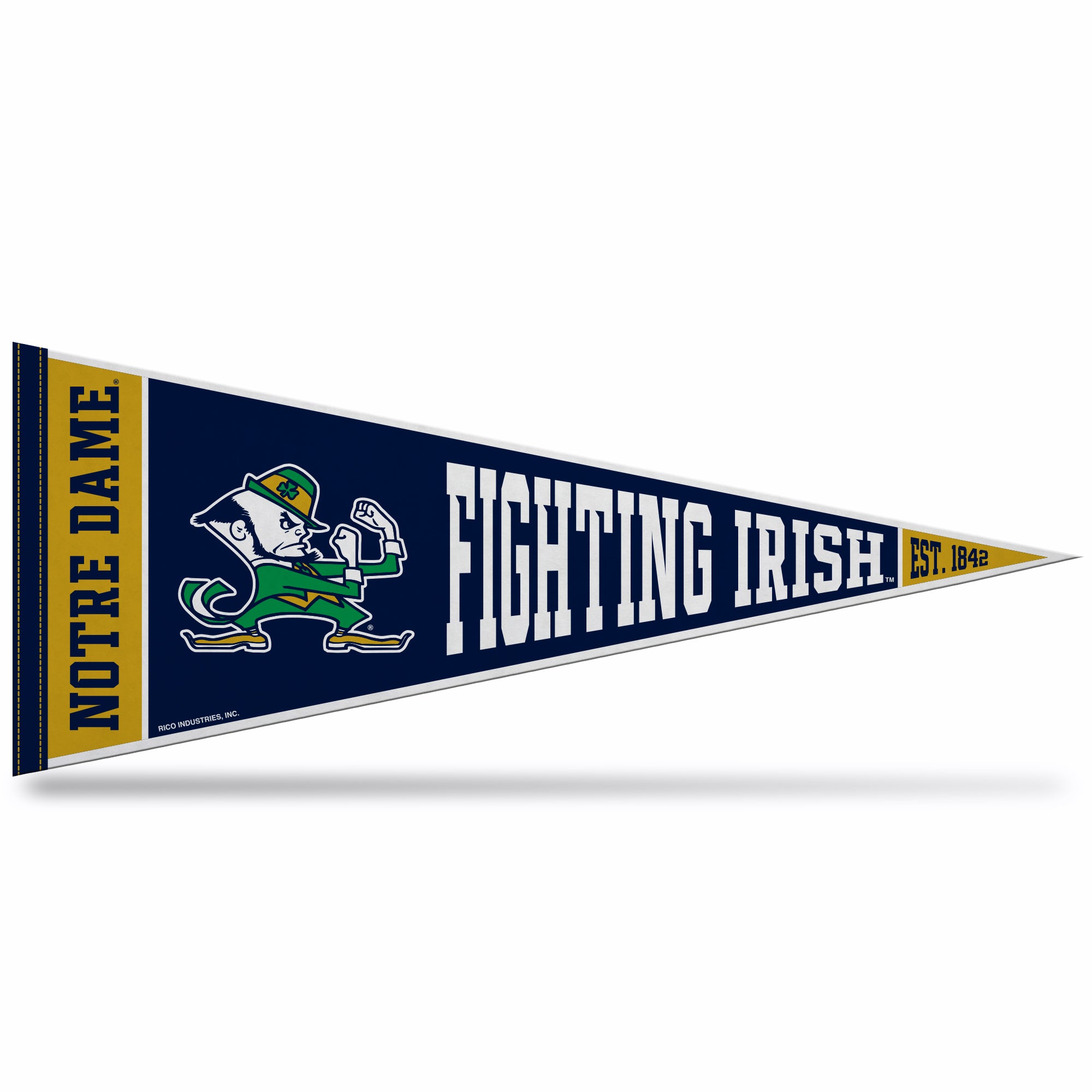 Notre Dame Fighting Irish Felt Pennant - 12x30 Inch Green Shamrock NCAA College Flag