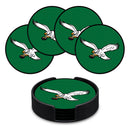 Philadelphia Eagles White Retro Bird on Kelly Green 4" Molded PVC Coaster (4-Pack)
