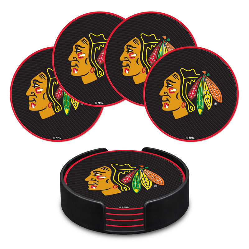 Chicago Blackhawks 4" Molded PVC Coaster 4-Pack