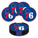 Philadelphia 76ers 4 Pack Molded PVC Coaster Set with Holder