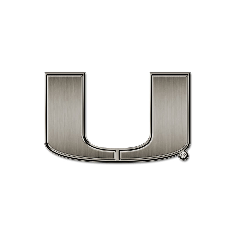 NCAA Miami Hurricanes Antique Nickel Auto Emblem for Car/Truck/SUV By Rico Industries