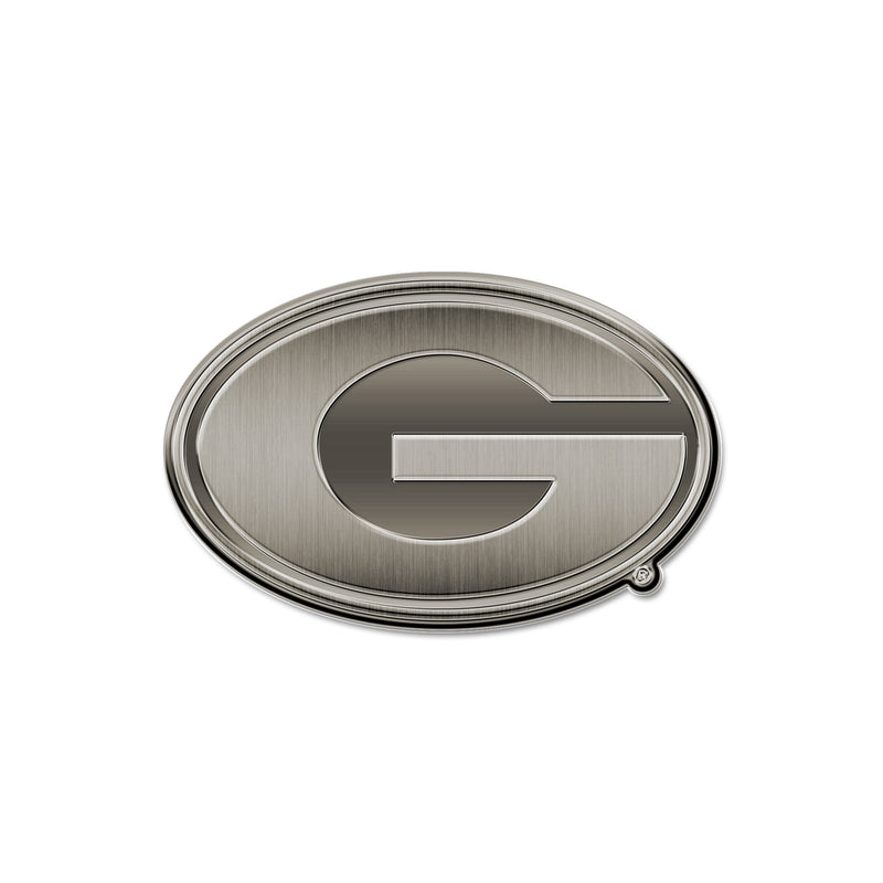 NCAA Georgia Bulldogs Antique Nickel Auto Emblem for Car/Truck/SUV By Rico Industries