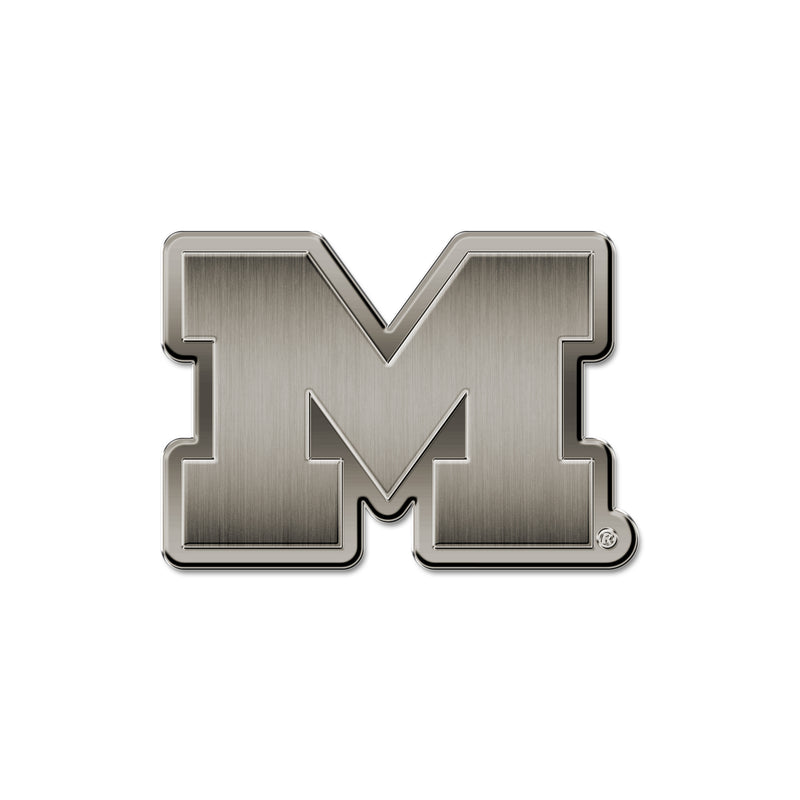 NCAA Michigan Wolverines Antique Nickel Auto Emblem for Car/Truck/SUV By Rico Industries