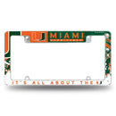 Miami Hurricanes Splatter Design All Over Chrome License Plate Frame