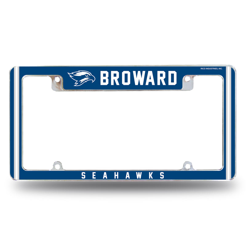 Broward College Seahawks All Over Chrome License Plate Frame