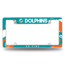 Dolphins Wave All Over Chrome Frame