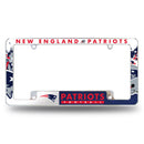NFL New England Patriots 12" x 6" Chrome All Over Automotive License Plate Frame for Car/Truck/SUV By Rico Industries