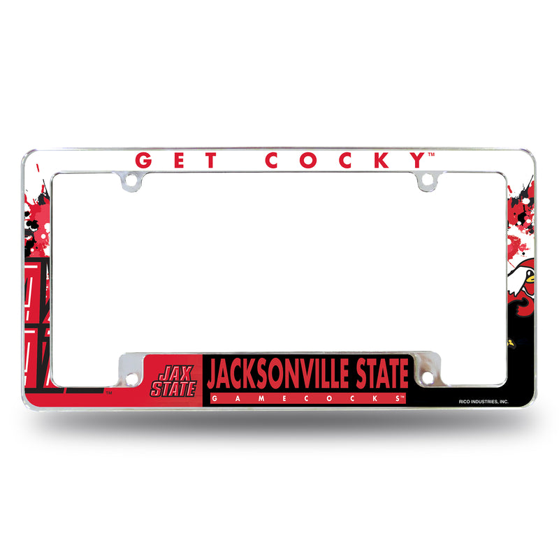 Jacksonville State Gamecocks All Over Chrome License Plate Frame