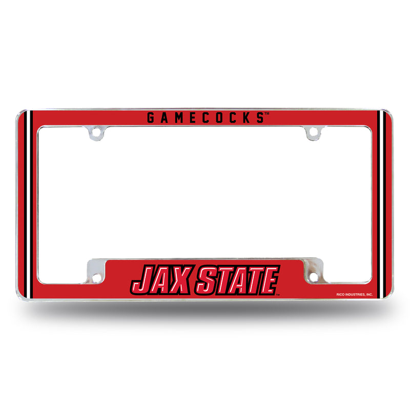 Jacksonville State Gamecocks Alternate Design All Over Chrome License Plate Frame - Classic