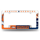 NFL Denver Broncos 12" x 6" Chrome All Over Automotive License Plate Frame for Car/Truck/SUV By Rico Industries