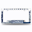 NFL Dallas Cowboys 12" x 6" Chrome All Over Automotive License Plate Frame for Car/Truck/SUV By Rico Industries