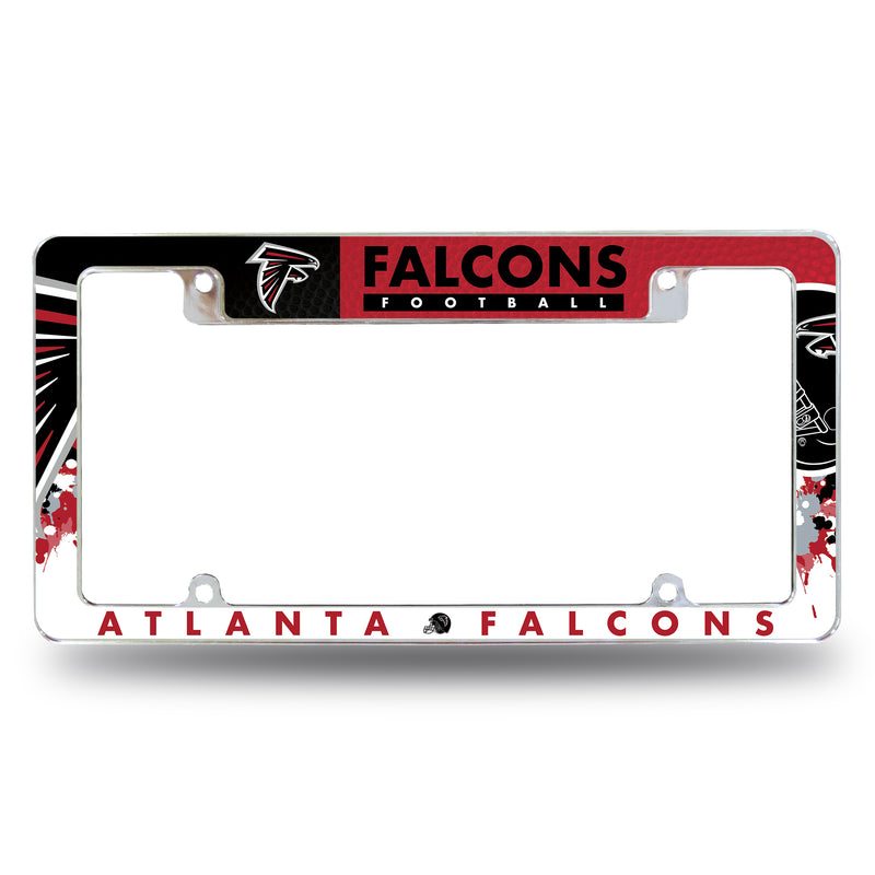 NFL Atlanta Falcons 12" x 6" Chrome All Over Automotive License Plate Frame for Car/Truck/SUV By Rico Industries