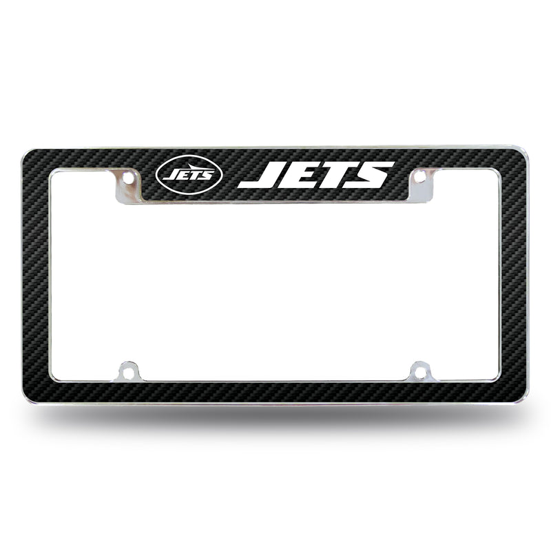 New York Jets Carbon Fiber Design All Over Chrome Frame - Primary Logo