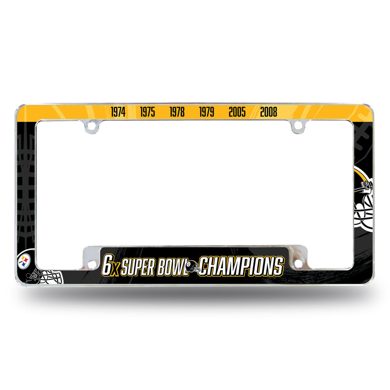 Steelers 6 Time Super Bowl Champs All Over Chrome Frame