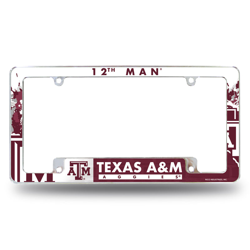 NCAA Texas A&M Aggies 12" x 6" Chrome All Over Automotive License Plate Frame for Car/Truck/SUV By Rico Industries