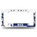 Rice Owls All Over Chrome License Plate Frame