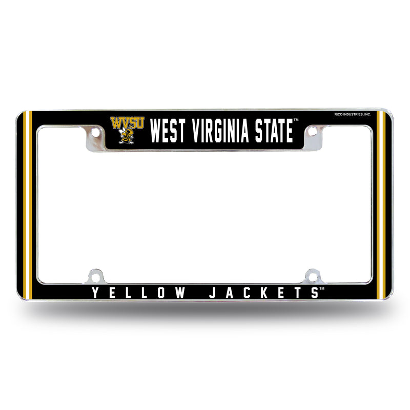 West Virginia State Yellow Jackets All Over Chrome License Plate Frame