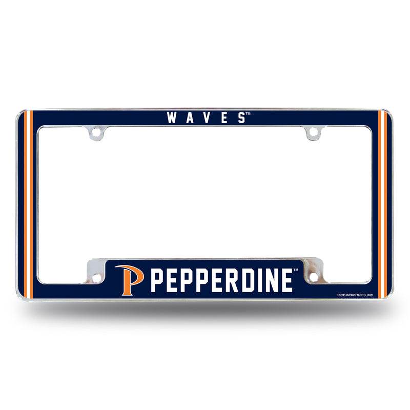 Pepperdine Waves All Over Chrome License Plate Frame
