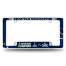 Seattle Seahawks 2 Time Super Bowl Champions All Over Chrome License Plate Frame