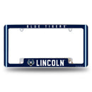 Lincoln Blue Tigers All Over Chrome License Plate Frame