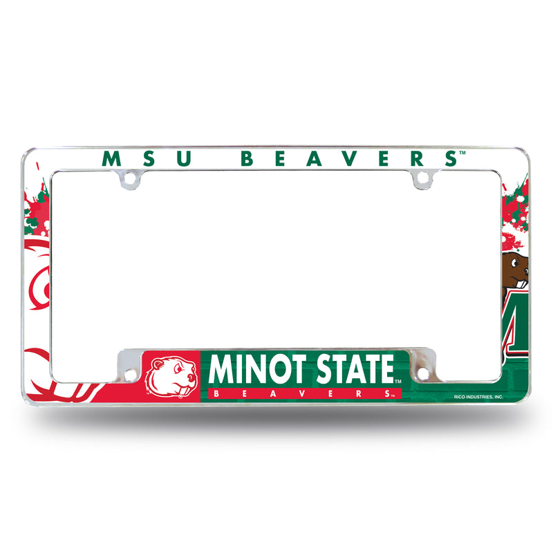 Minot State Beavers All Over Chrome License Plate Frame