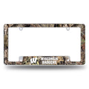 Wisconsin University / Mossy Oak Camo Break-Up Country All Over Chrome Frame (Bottom Oriented)