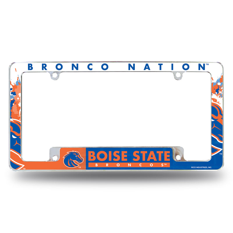 NCAA Boise State Broncos 12" x 6" Chrome All Over Automotive License Plate Frame for Car/Truck/SUV By Rico Industries
