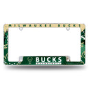 NBA Milwaukee Bucks 12" x 6" Chrome All Over Automotive License Plate Frame for Car/Truck/SUV By Rico Industries