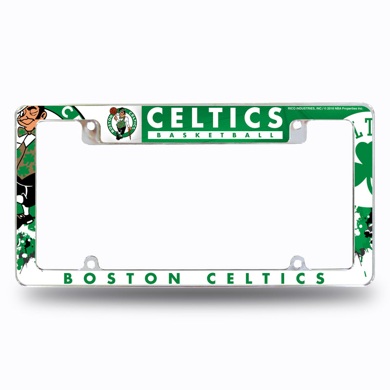 NBA Boston Celtics 12" x 6" Chrome All Over Automotive License Plate Frame for Car/Truck/SUV By Rico Industries