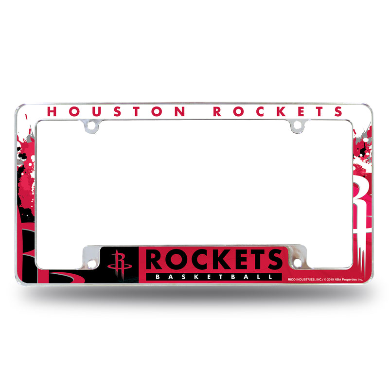 NBA Houston Rockets 12" x 6" Chrome All Over Automotive License Plate Frame for Car/Truck/SUV By Rico Industries