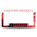 Houston Rockets Splatter Design All Over Chrome License Plate Frame