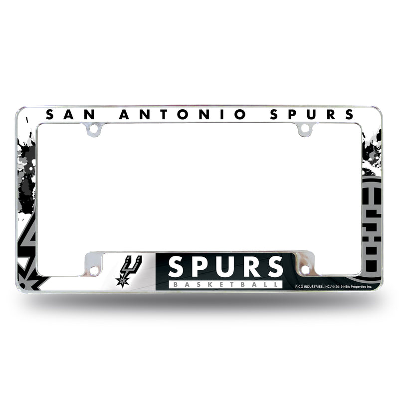 San Antonio Spurs 12" x 6" Chrome All Over Automotive License Plate Frame