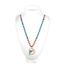 Dolphins Retro Logo Sport Beads With Medallion (Teal and Orange)