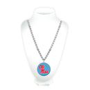 Mississippi University Medallion Beads - Ole Miss Light Blue With Red Script
