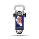NCAA Illinois Fighting Illini Magnetic Bottle Opener, Stainless Steel, Strong Magnet to Display on Fridge By Rico Industries
