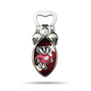 NCAA Wisconsin Badgers Magnetic Bottle Opener, Stainless Steel, Strong Magnet to Display on Fridge By Rico Industries