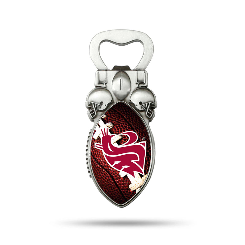 NCAA Washington State Cougars Magnetic Bottle Opener, Stainless Steel, Strong Magnet to Display on Fridge By Rico Industries