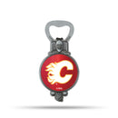 NHL Calgary Flames Magnetic Bottle Opener, Stainless Steel, Strong Magnet to Display on Fridge By Rico Industries