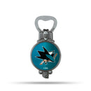 NHL San Jose Sharks Magnetic Bottle Opener, Stainless Steel, Strong Magnet to Display on Fridge By Rico Industries