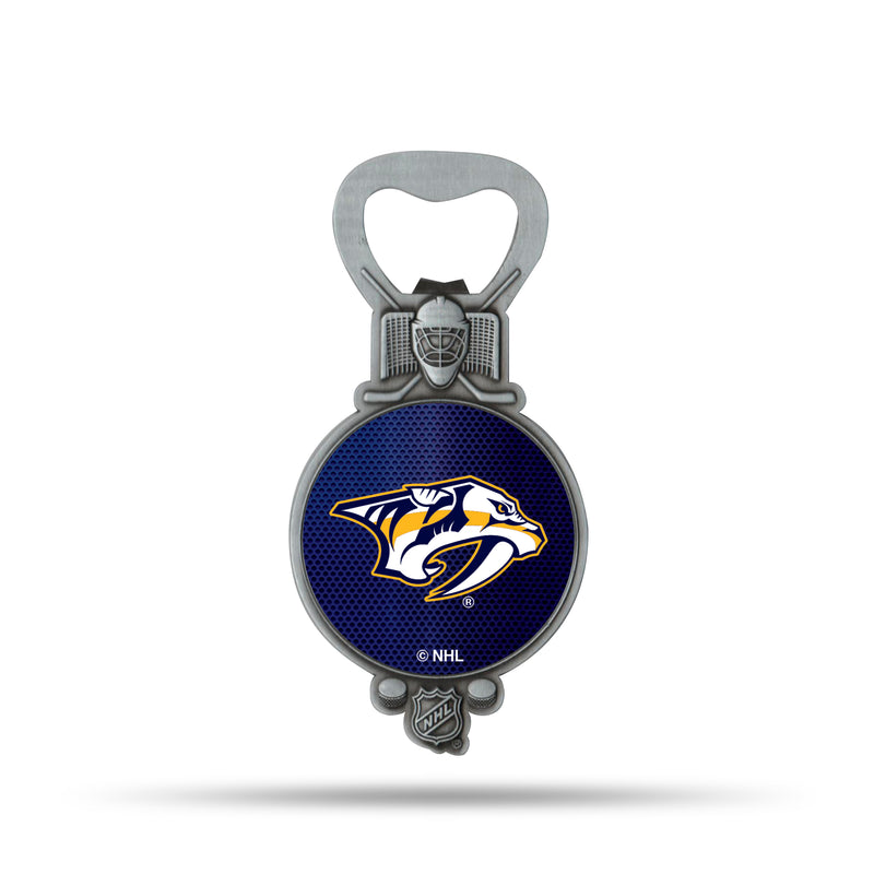 NHL Nashville Predators Magnetic Bottle Opener, Stainless Steel, Strong Magnet to Display on Fridge By Rico Industries