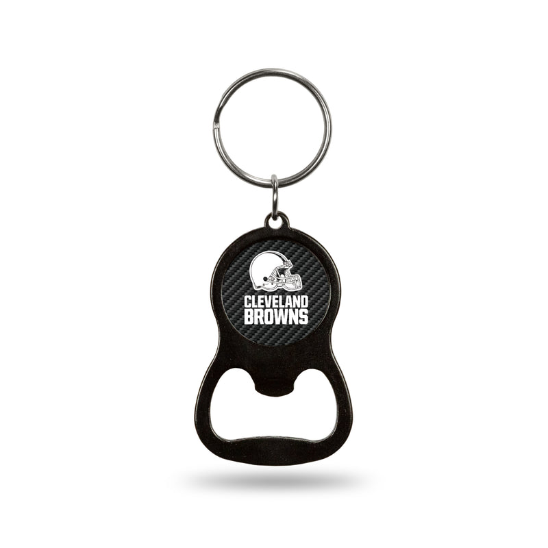 Cleveland Browns Carbon Fiber Design Colored Bottle Opener Keychain - Black