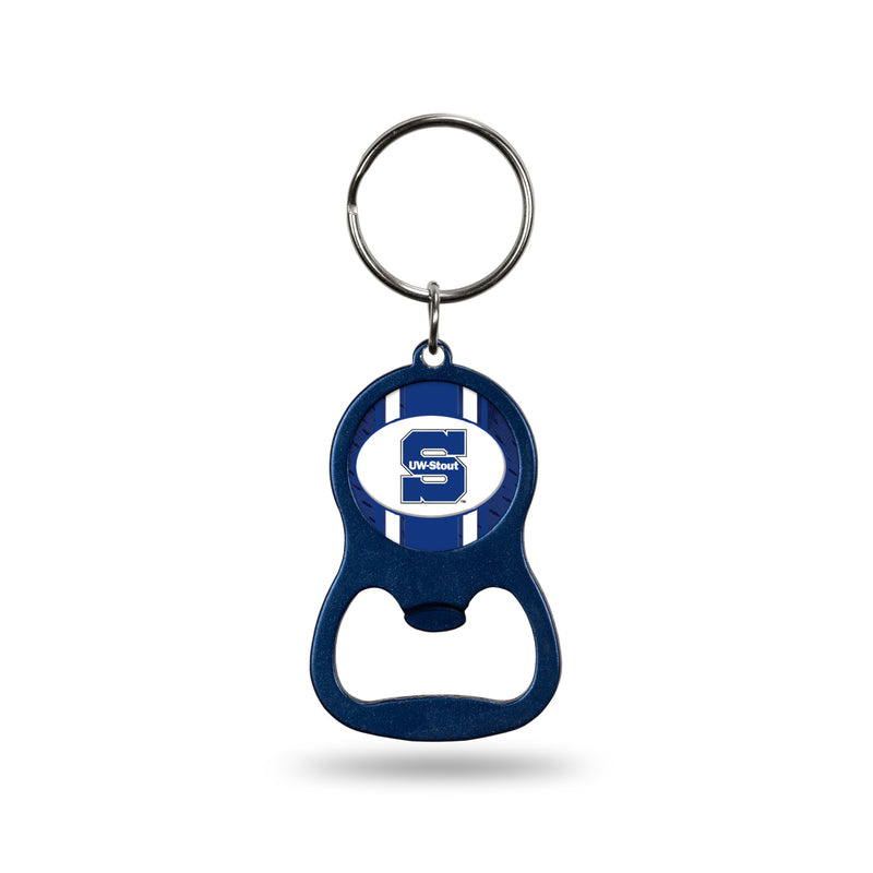 NCAA Wisconsin-Stout Blue Devils Metal Keychain - Beverage Bottle Opener With Key Ring - Pocket Size By Rico Industries