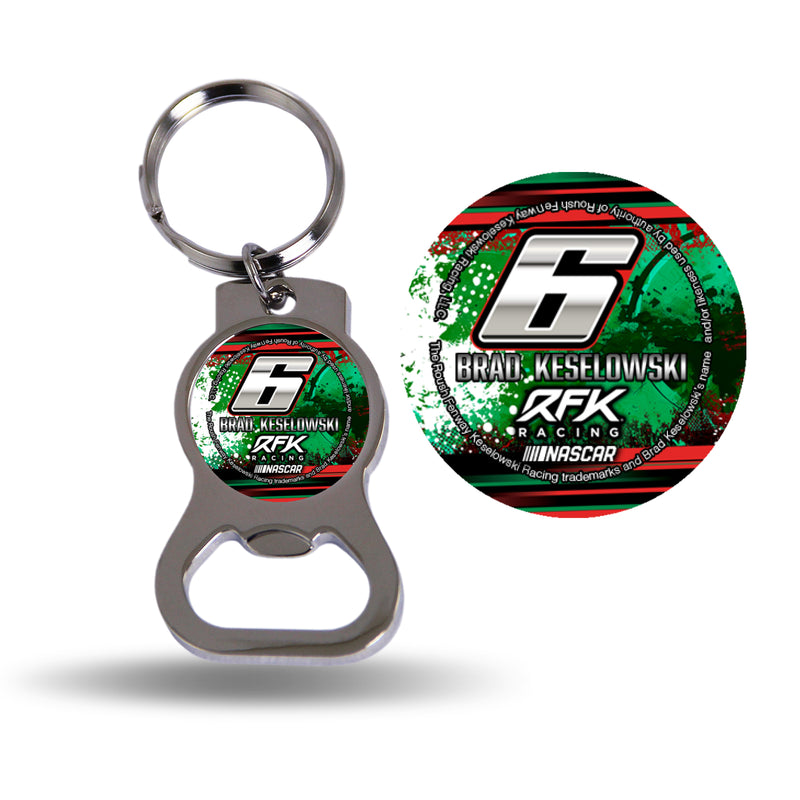 Brad Keselowski No. 6 Silver Bottle Opener Keychain