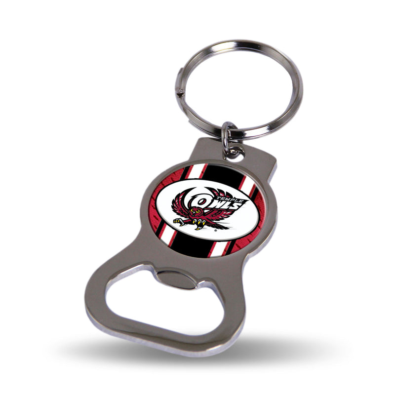 NCAA Temple Owls Metal Keychain - Beverage Bottle Opener With Key Ring - Pocket Size By Rico Industries