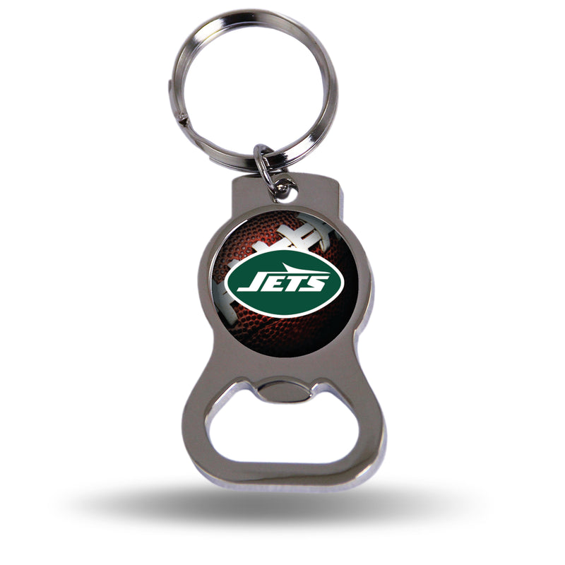 New York Jets Bottle Opener Keychain - Silver