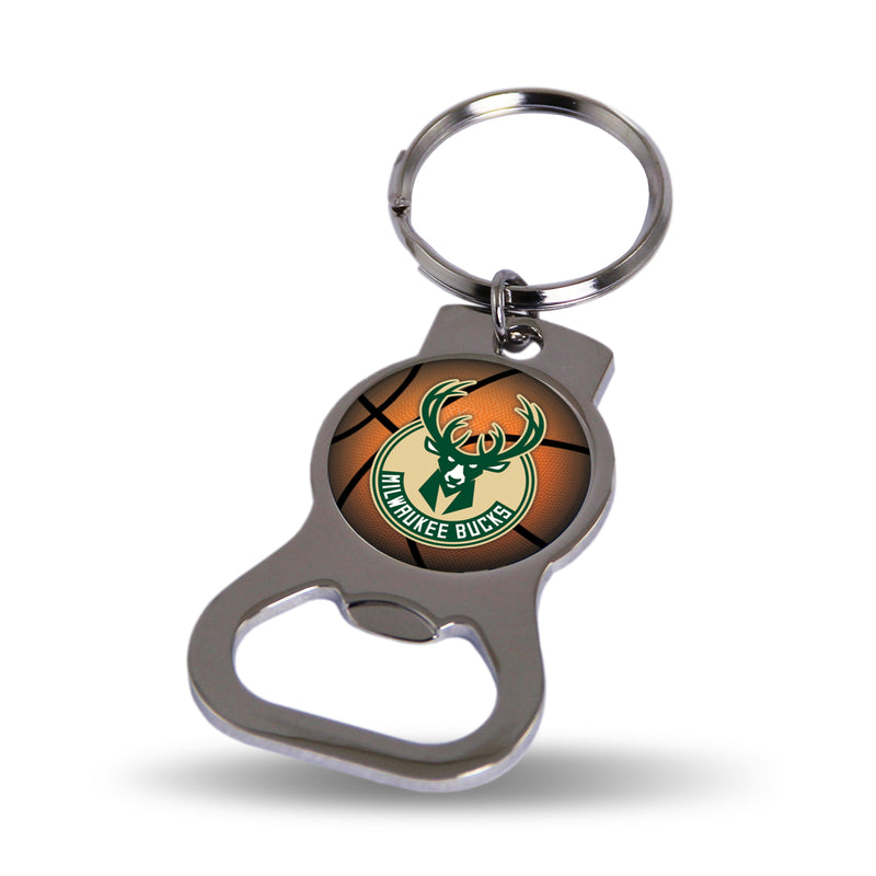 NBA Milwaukee Bucks Metal Keychain - Beverage Bottle Opener With Key Ring - Pocket Size By Rico Industries