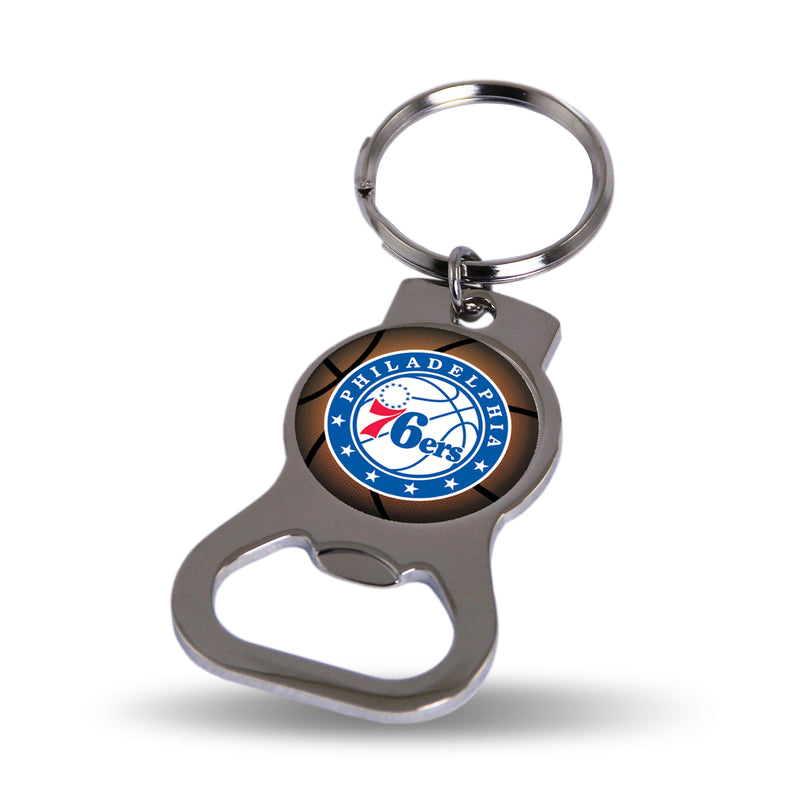 NBA Philadelphia 76ers Metal Keychain - Beverage Bottle Opener With Key Ring - Pocket Size By Rico Industries