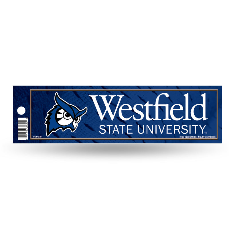 NCAA Westfield State Owls 3" x 12" Car/Truck/Jeep Bumper Sticker By Rico Industries