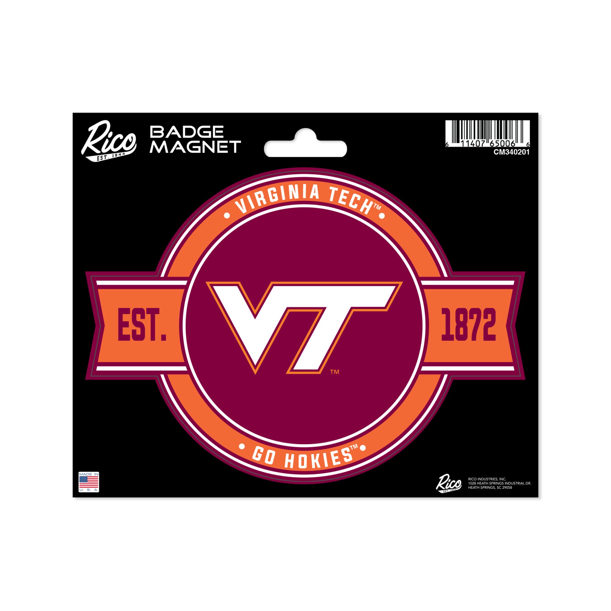 Virginia Tech Hokies Badge Magnet