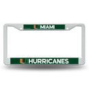 Miami Hurricanes White Plastic License Plate Frame